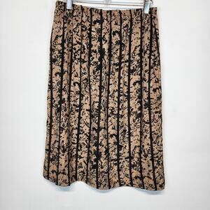 Vintage Abstract Satin Midi Skirt Womens Small 26" Black Stripe Union Tag 1970s
